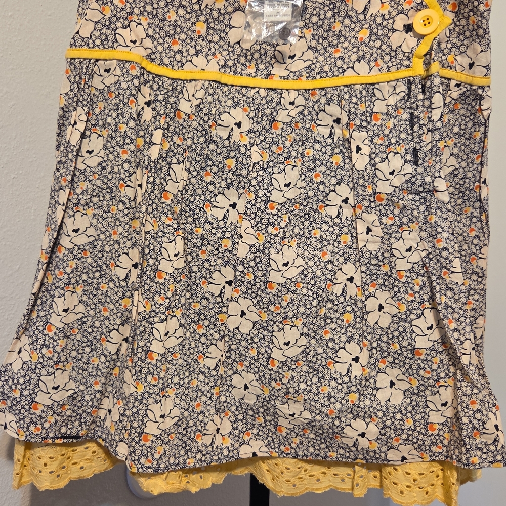 Angie Floral Mini Skirt with Yellow and Orange Details